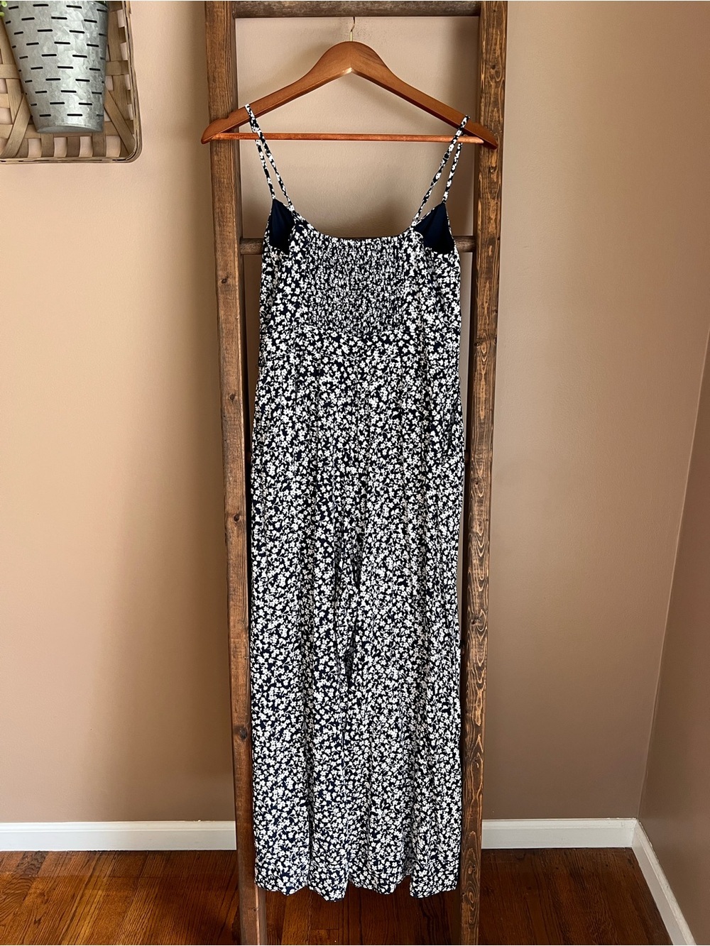 J. Crew Navy & White Floral Spaghetti-Strap Jumpsuit - Picture 2 of 7